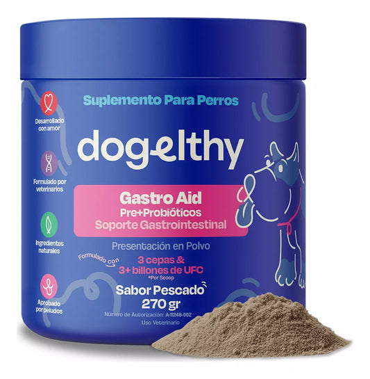 Dogelthy Gastro Aid Probioticos Para Perros y Gatos en Polvo 270 gr