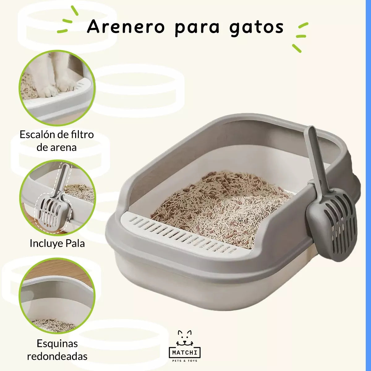 Arenero Grande Para Gato Con Extensión Y Pala